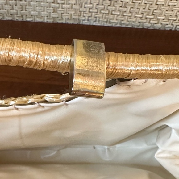 🌟HP🌟VTG 1960s-70s Tan Raffia Straw & Beaded Top Handle Clutch Handbag Japan - Picture 12 of 12